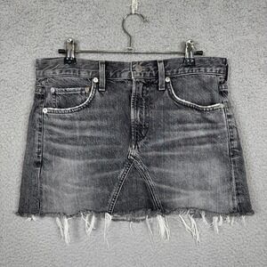 Agolde Skirt Women 26 Black USA Cut Off Raw Hem Boho Festival Sustainable Preppy